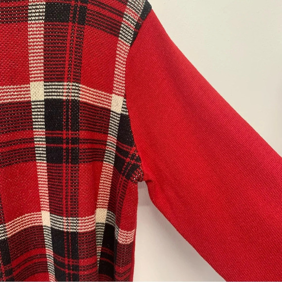 Chaps Red‎ Plaid Crew Neck Sweater Men Large  Grandpa Preppy Casual Holiday Work - Picture 3 of 10